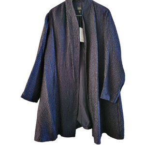 Eileen Fisher Woman Black sDiamond quilted  Open Jacket size 2X